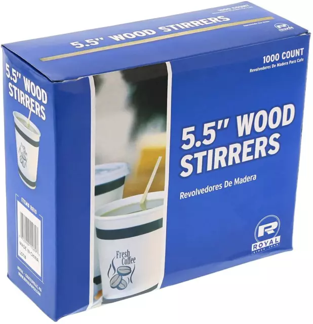 Royal Wood Coffee Stirrers 1000 Count 5.5" Eco Friendly ,R810,Sealed 1- Box