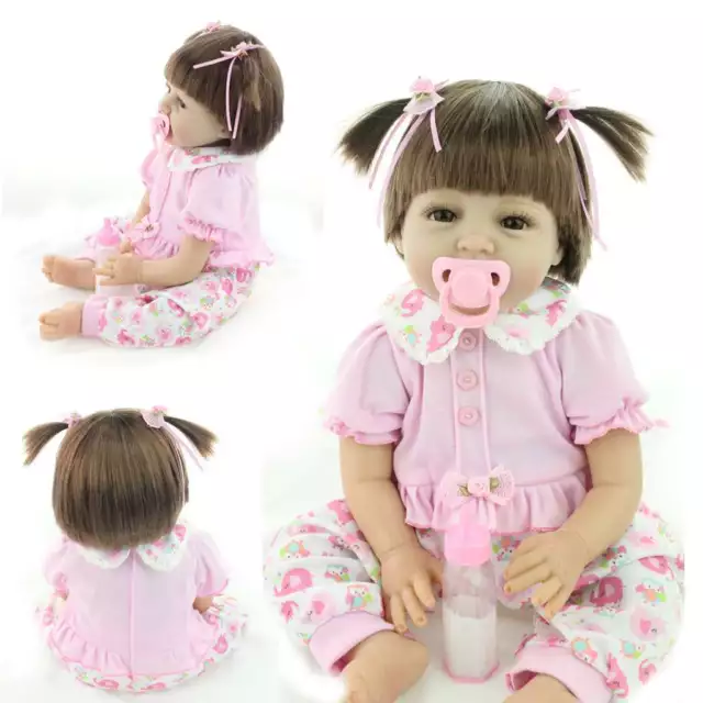 22inch Reborn Baby Doll Lifelike Newborn Girl Full Vinyl Silicone Body Toddler