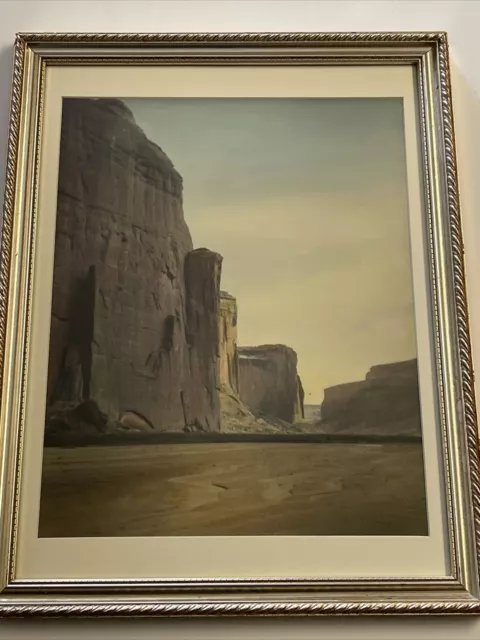 Antique Photograph Painting Desert Landscape American Hand Colored 1920’s Old