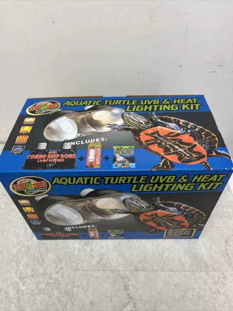 Zoo Med Aquatic Turtle UVB & Heat Lighting Kit - Pet Tank Light Fixture & Bulbs