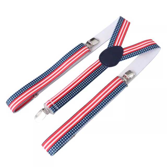 Suspender Elastic Clip on Suspenders 4th of July Elasticity