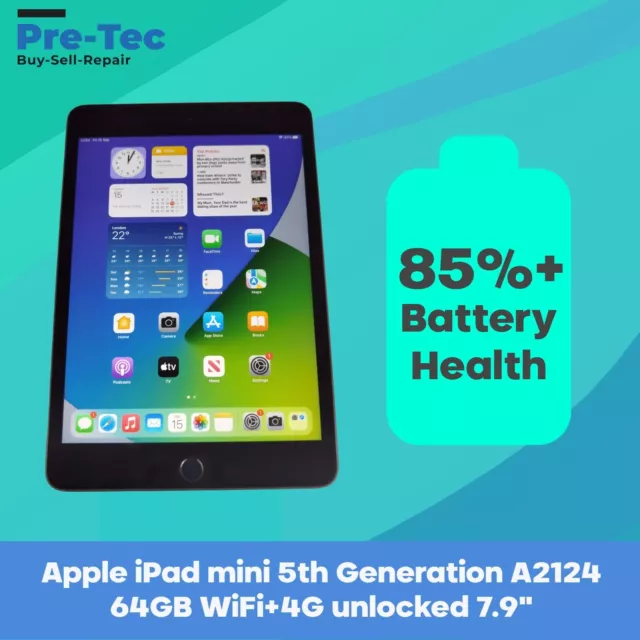 85% + Battery  Apple iPad mini 5th Generation A2124 64GB WiFi+4G unlocked 7.9"