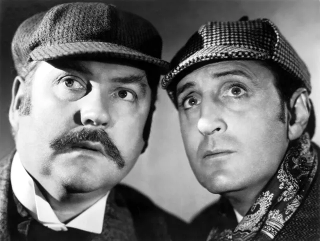 8x6" GLOSSY PHOTOGRAPH   BASIL RATHBONE  SHERLOCK HOLMES  AND DR WATSON