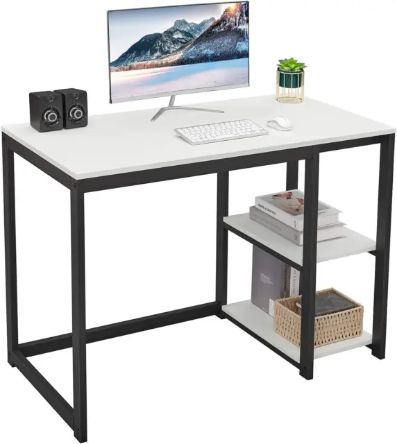 Computer Desk 40 Inches with 2-Tier Shelves Sturdy Home Office Desk with Large S