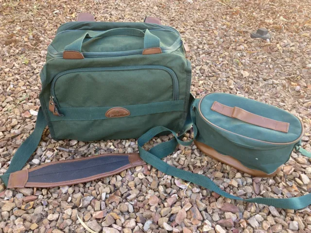 Samsonite Green Travel Carry On Tote Duffle Weekend Bag Weekender Brown Accents