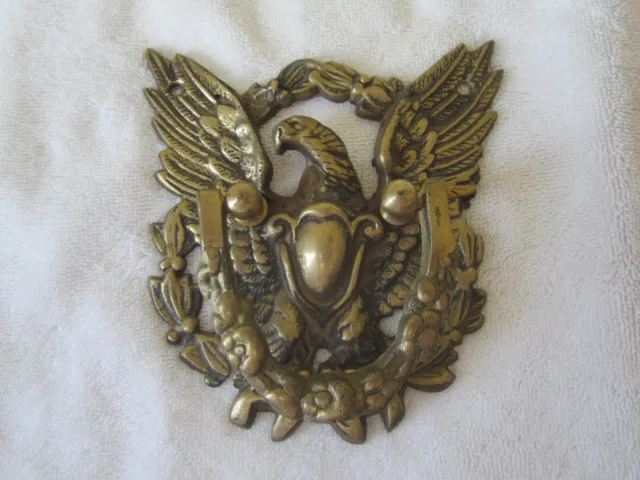 Vintage Brass American Federal Eagle Door Knocker Bald Eagle Wreath EUC