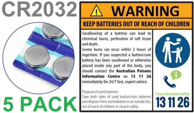 5 x pcs CR2032 Lithium 3V Coin Button Cell Battery 5x 5Pk 5pcs Pack*SHIPPED NSW*