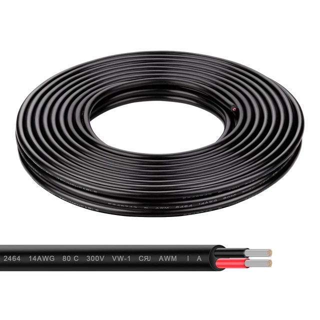 Electrical Wire - 30Ft 14AWG Tinned Copper Hookup Wire, 2 Core Flexible Extensi