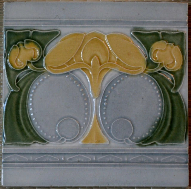 Antique -Art Nouveau- European - Majolica Tile C1900