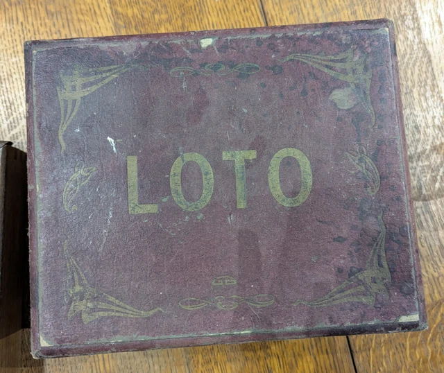 Jeu De Loto Ancien En Bois - Complet Avec Boîte, Cartons, Jetons Et Règle - Occasion
