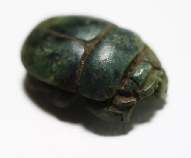 Zurqieh -As22809- Ancient Egypt. New Kingdom. Feldspar Button Scarab. 1300 B.c