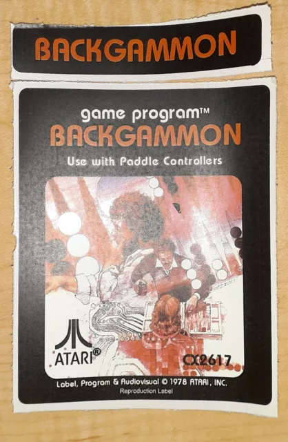 Replacement Atari 2600 Backgammon Label - Machine cut just peel and stick