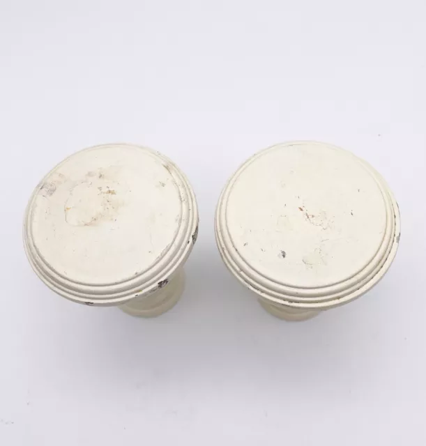 Vintage Set 2 Curtain Rod Finials Hardware Knobs Salvage Cream 3.25" x 4" Rustic 2