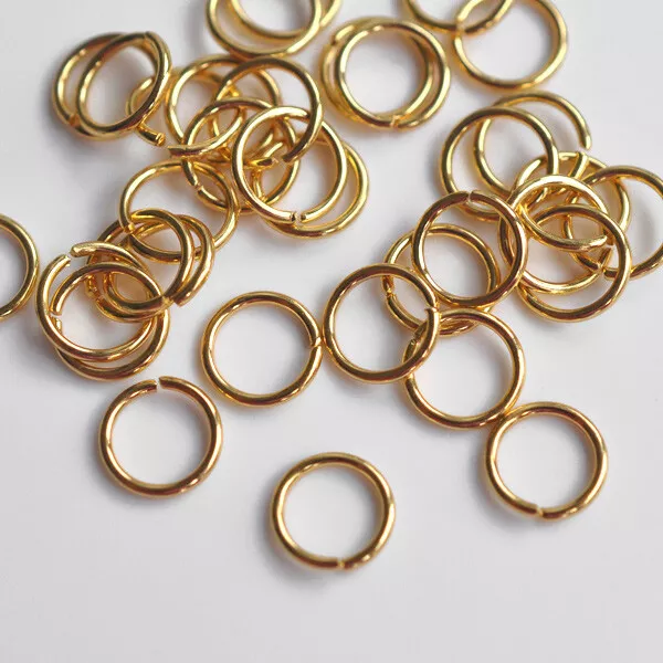 50 x  Ø 5, 6, 7, 8 und 13 mm Edelstahl Binderinge Biegeringe Ösen Goldfarben