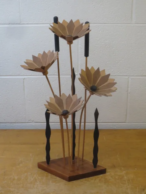 Vintage Wooden Plant Flower willows Sculpture Mid Century  Modern style 20 inch