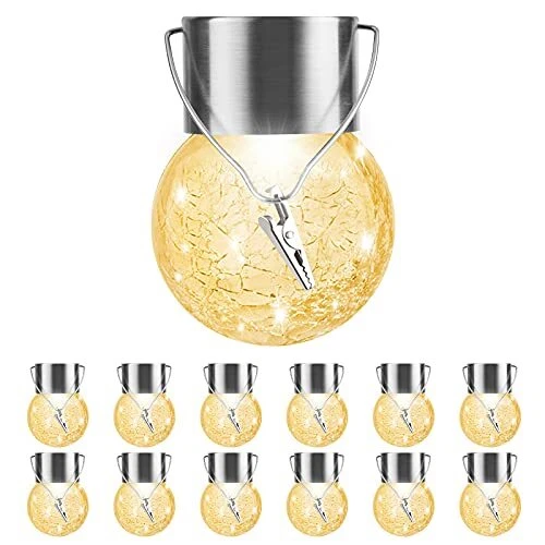 Solar Outdoor Lights Decorative 12 Pack, Hanging Solar Garden Lights Warm White