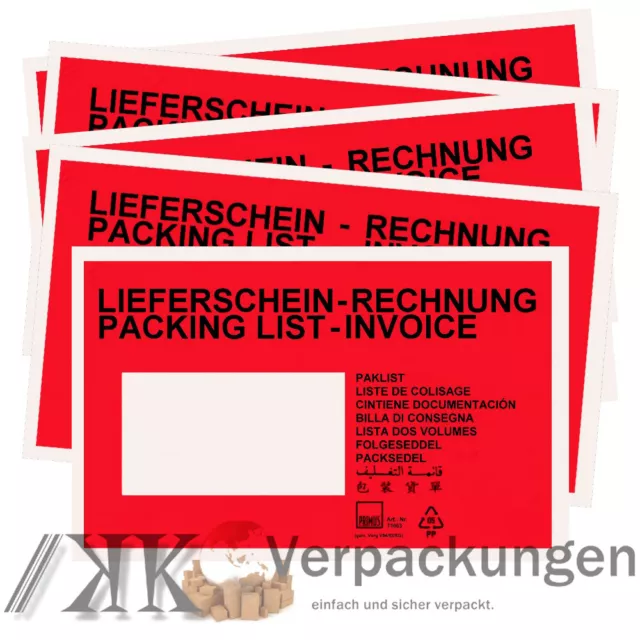 Lieferscheintaschen Din Lang rot Begleitpapiertaschen Dokumententaschen C6