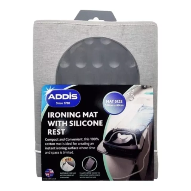 Addis Large Ironing Mat With Silicone Rest 100cm x 60cm Travel Instant Portable