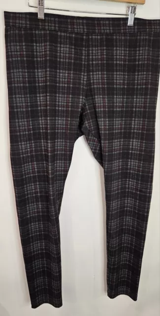 Simply Vera Wang Women's Plaid Leggings Size XL Stretch Skinny Black Grey Red