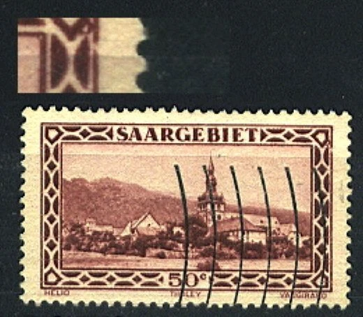 Saargebiet Landschaftsbilder 1927 Plattenfehler 114 I Kreis r.o.+Rahmenbruch wel