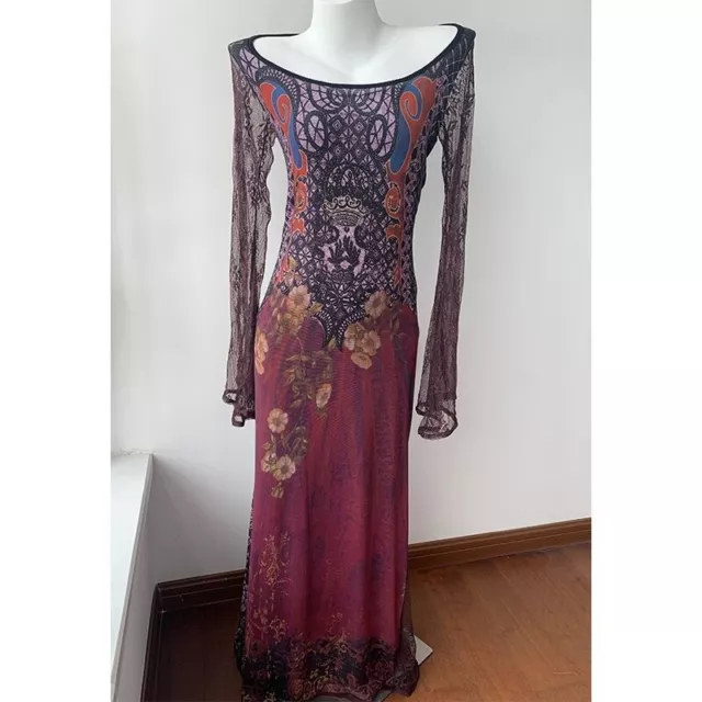 Women's vintage floral mesh patchwork dress boho dress Vintage Dress hippie