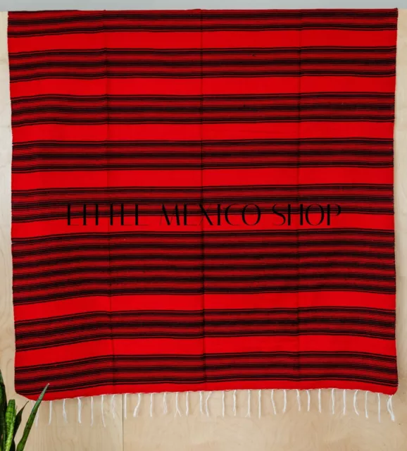 MEXICAN Blankets Serapes - Red/Black Saltillo Southwestern Yoga Soft