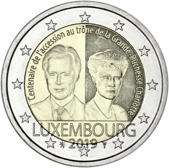 Luxembourg 2 euros 2019 Grande-Duchesse Charlotte pièce commémorative fraîche