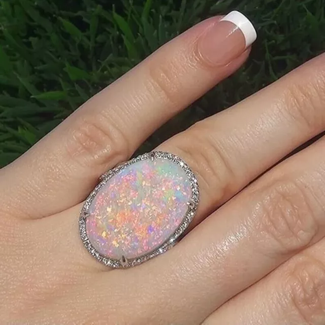 Natürlich 8.25 Karat Opal Sterlingsilber Ring für Herren & Damen Weihnachten