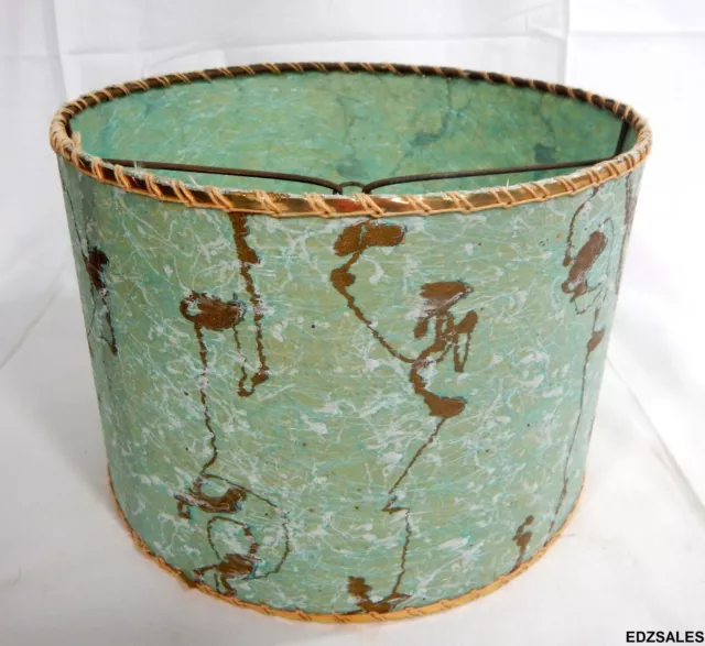 Mid Century Modern 8" Blue-Green w/Gold White Fiberglass Lamp Shade