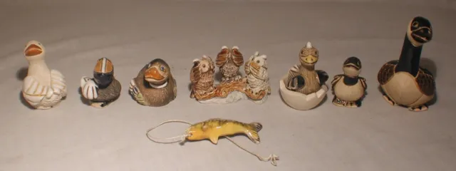 Artesania De Rosa Rinconada Collection Chicken Duck Owl Figurine Uruguay Lot +