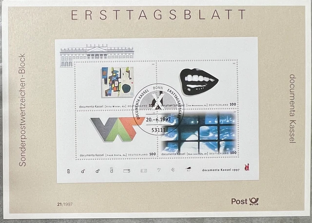 Ersttagsblatt documenta Kassel 1997 Sonderpostwertzeichen Block
