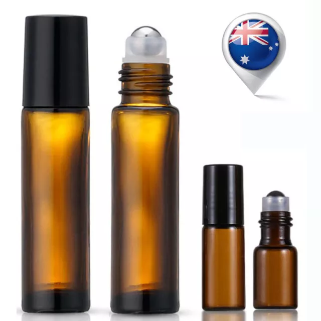 10x 300x Amber Glass Roll On Bottles 1ml-10ml Perfume Essential Oils Roller Ball