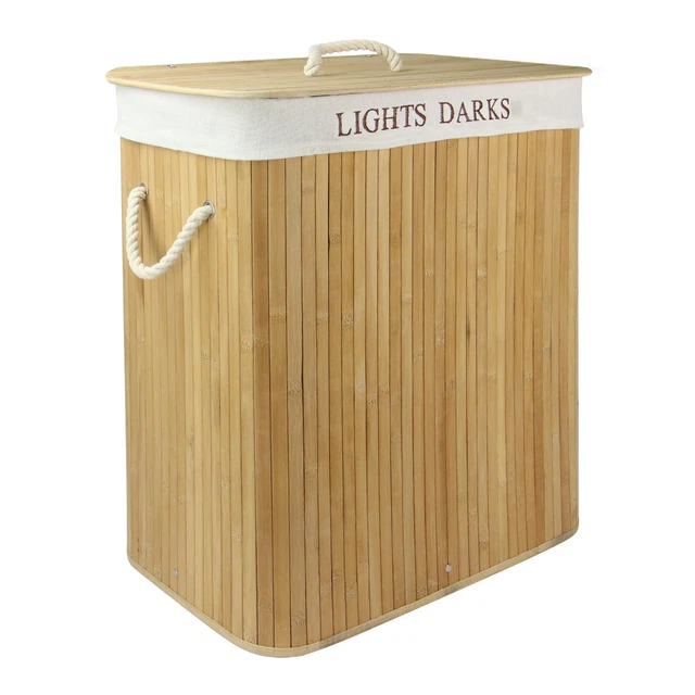LAUNDRY HAMPER BASKET Light & Dark Bamboo Folding Wash Bag Clothes Bin