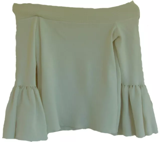 Eliza J. Bell Sleeve Off the Shoulder Sweater Ivory Size Small $98
