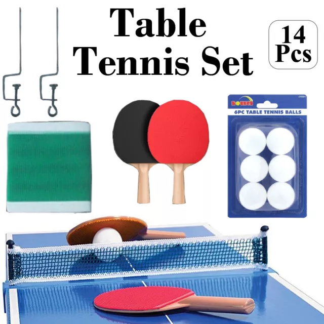 Instant Table Tennis Kit Ping Pong Set Metal Net Rack + 2 Bats + 9 Balls