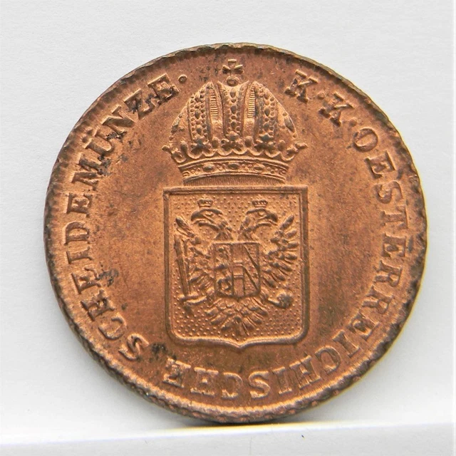 AUSTRIA, Empire Franz II era 1816A copper Ein Kreuzer; rare red UNC