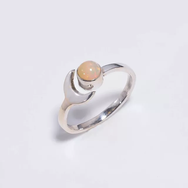 Elegant Ethiopian Opal Moon Ring,925 Silver,Statement Ring,Sun Moon Ring ForLove 3