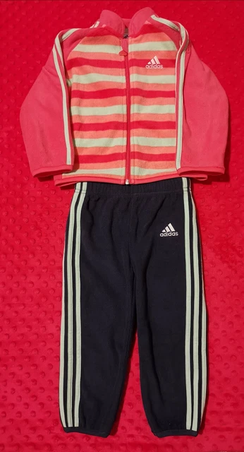 New Adidas Baby Girl fleece tracksuit top bottoms set 12-18 months