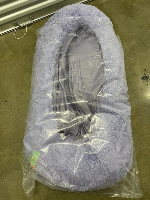 The Original Calming Donut Dog Bed in Shag Fur - 45"x45" Lavender Purple Sheri