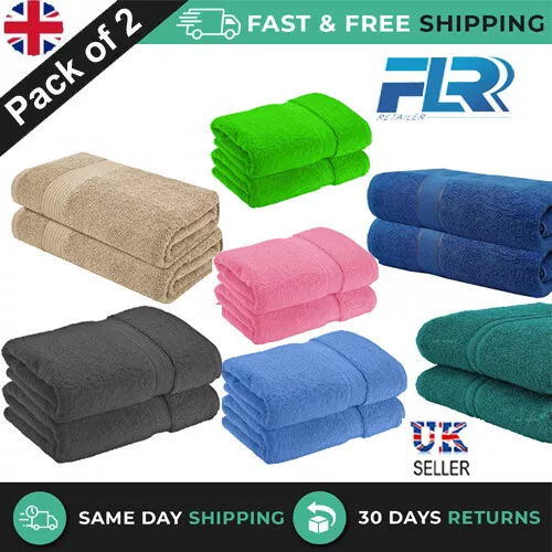 2 Extra Large Jumbo Bath Sheets 100% Egyptian Cotton Big Towels Quality 500GSM