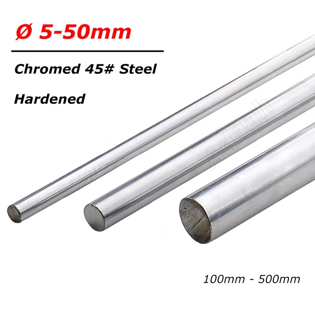 Cuscinetto lineare temprato Ø 5 mm-50 mm albero asse barra acciaio cromato lunghezza 100-500 mm