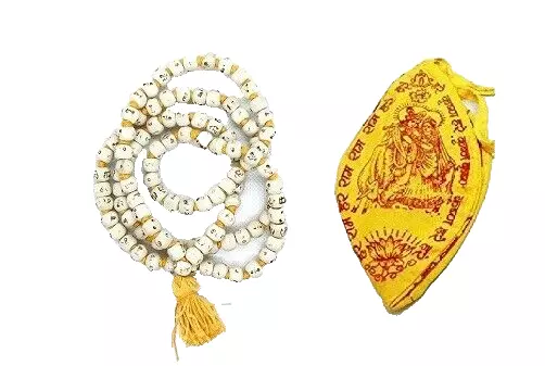 Collier Tulsi Japa Mala Premium 108 + 1 perles avec un sac Gomukhi chantant Mala