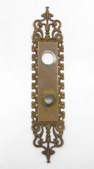 Antique 14.875 in. Yale & Towne Brass Door Entry Back Plate