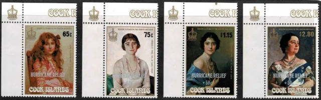 Cook Islands 1987 Queen Elizabeth 1 "HURRICANE RELIEF"- Set Of Four Stamps - MUH