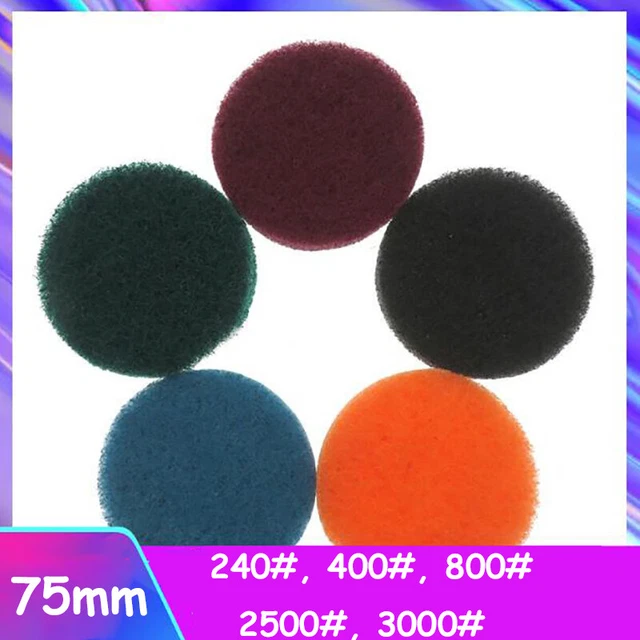 3" Nylon Fiber Scouring Pad Hook & Loop 75mm Abrasive Cleaning Pad 240-3000 Grit