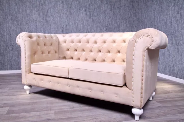 Canapé Chesterfield Empire canapé baroque crème beige antique massif style vintage art 3