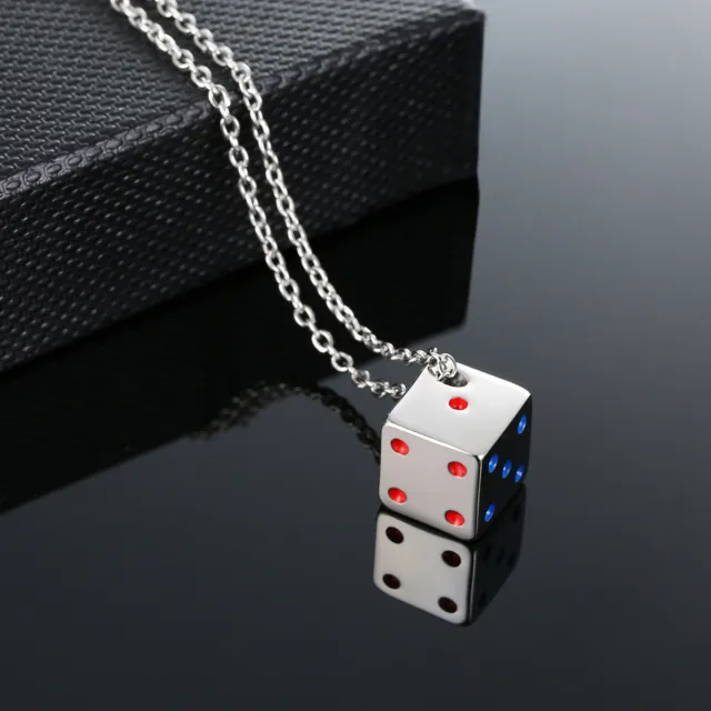 Men's Stainless Steel Dice Pendant Necklace 3