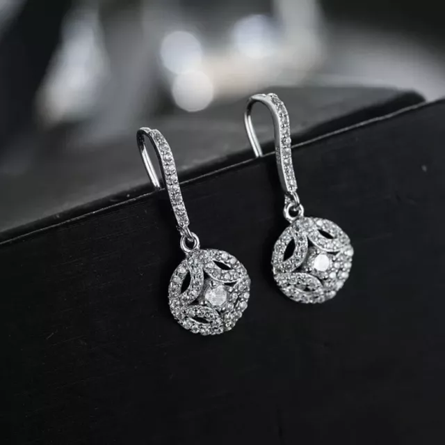 Cute Dangle Zircon Crystal Drop Earrings 925 Sterling Silver Filled UK  25-10mm