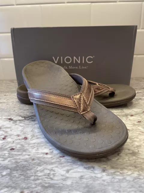 Vionic TIDE II -Toe Post Sandal -Bronze Metallic -US Women's Size 10 Med (EU 41)