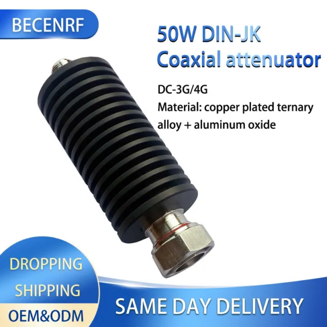 DC-3/4GHz RF 50W Fixed Attenuator DIN male to N Female Coaxial Connector 1-60dB
